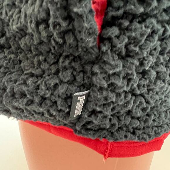 Victoria's Secret PINK Collegiate Collection Fleece Snap Button Black Jacket XS - Picture 6 of 10